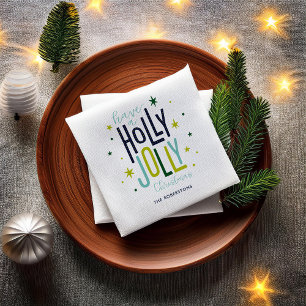 Bright and Festive "Holly Jolly" Christmas Napkins
