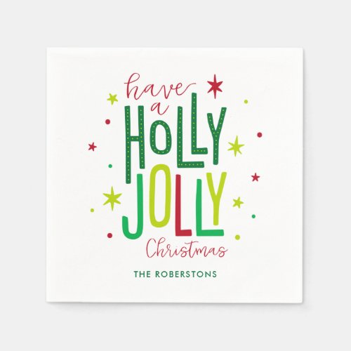 Bright and Festive Holly Jolly Christmas Napkins