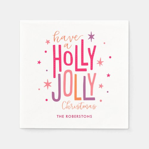 Bright and Festive Holly Jolly Christmas Napkins
