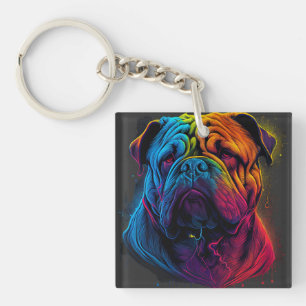 Bright and Fluffy Chinese Shar Pei dog, Shar-Pei Keychain