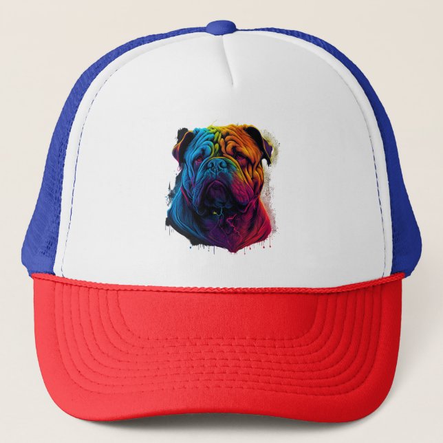 Bright and Fluffy Chinese Shar Pei dog, Shar-Pei Trucker Hat (Front)