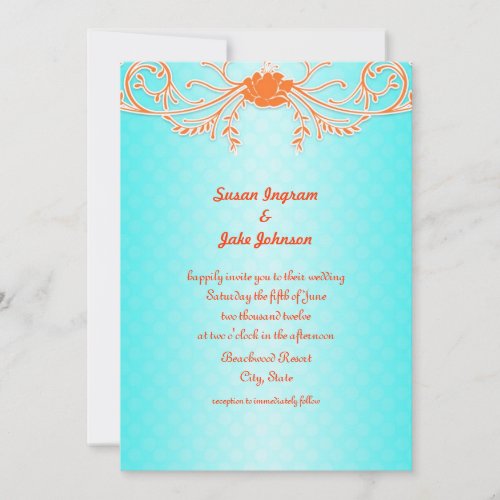 Bright and Fun Aqua and Tangerine Wedding Invites