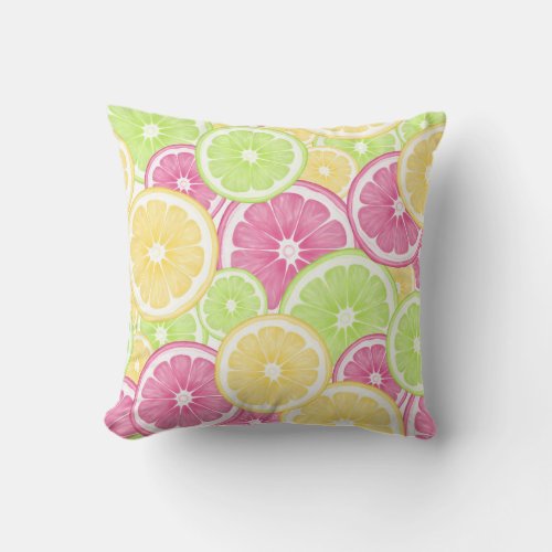 Bright and Fun Citrus Pop Summer Throw Pillow