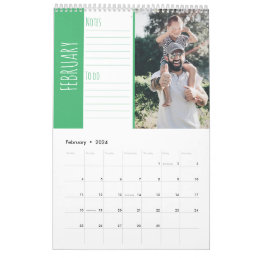 Bright and fun family photos. Notes and to do list Calendar