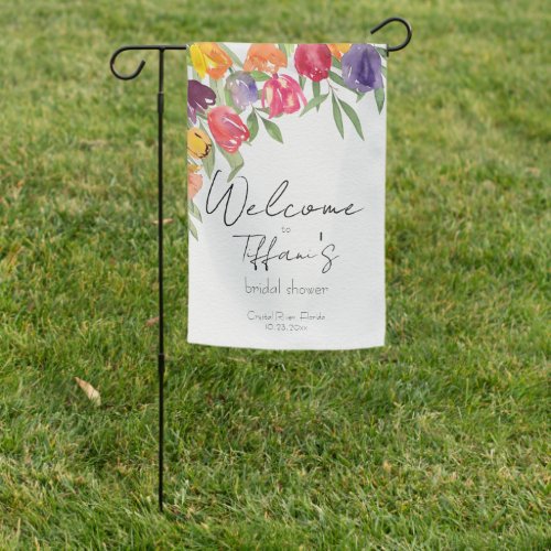 Bright and Fun Tulips Bridal Shower Garden Flag