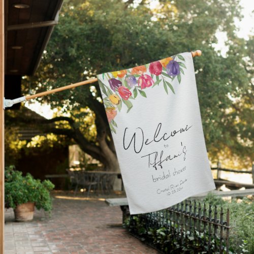 Bright and Fun Tulips Bridal Shower House Flag