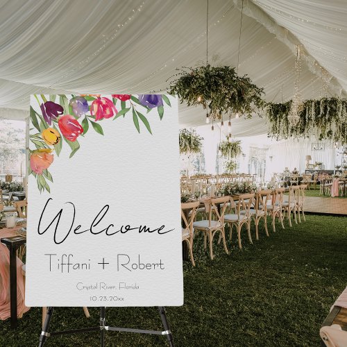 Bright and Fun Tulips Wedding Welcome Sign