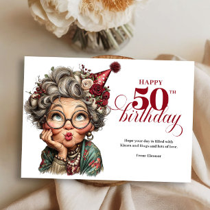 Bright and funny 50 lady greeting birthday card