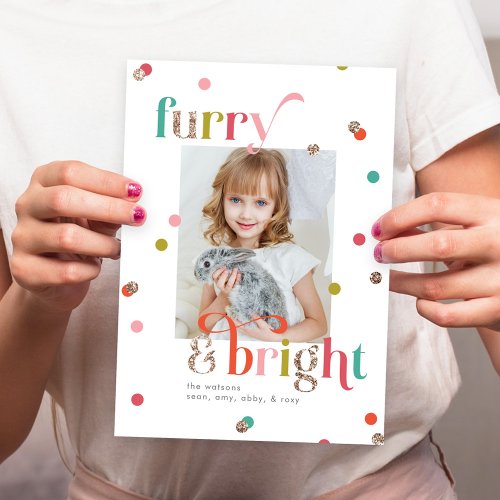 Bright and Furry Holiday Photo Card