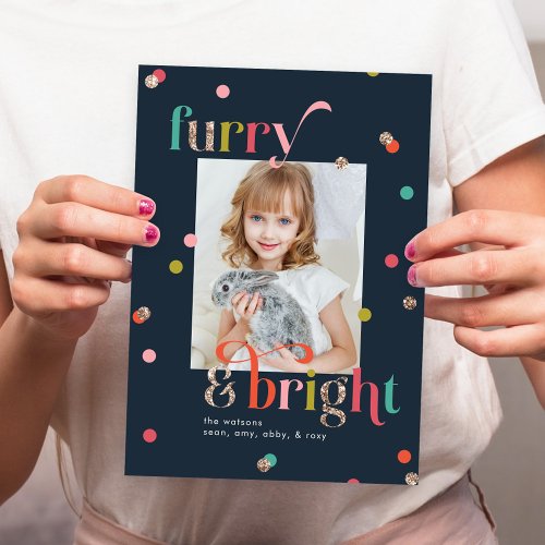 Bright and Furry Holiday Photo Card