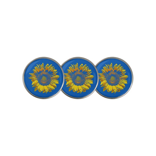 Bright and Glorious Sunflower Golf Ball Marker (3 Up)