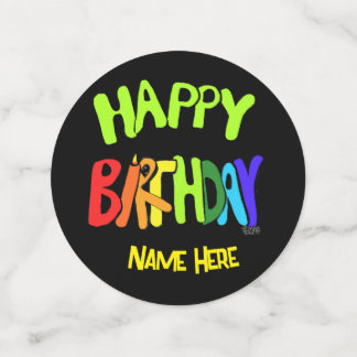 Bright and Happy Birthday Custom Name Confetti