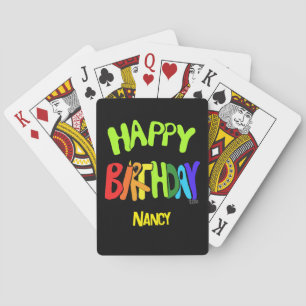 Bright and Happy Birthday Custom Name Poker Cards