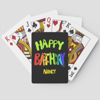 Bright and Happy Birthday Custom Name Poker Cards