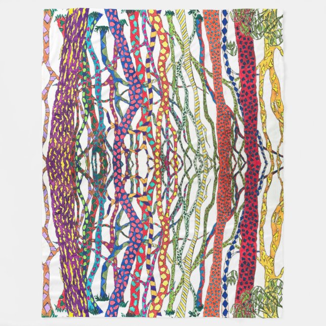 bright and happy crazy forest watercolor  fleece blanket (Front)