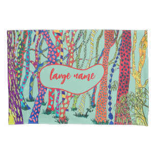 bright and happy crazy forest watercolor fleece pillow case