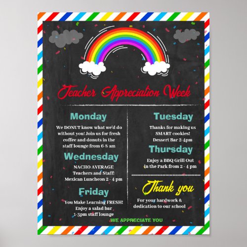 Bright and Happy Rainbow teacher appreciation week Poster