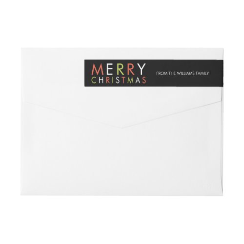 Bright and Merry Christmas Return Address _black Wrap Around Label