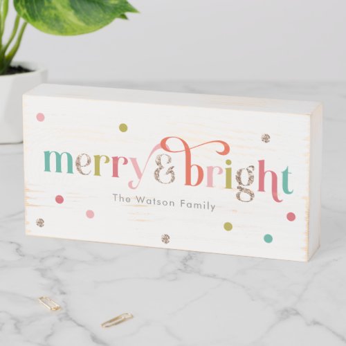 Bright and Merry Holiday Christmas Wood Box Sign