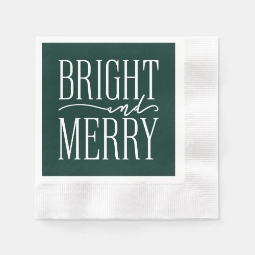 Bright and Merry Modern Festive Green Holiday Napkins