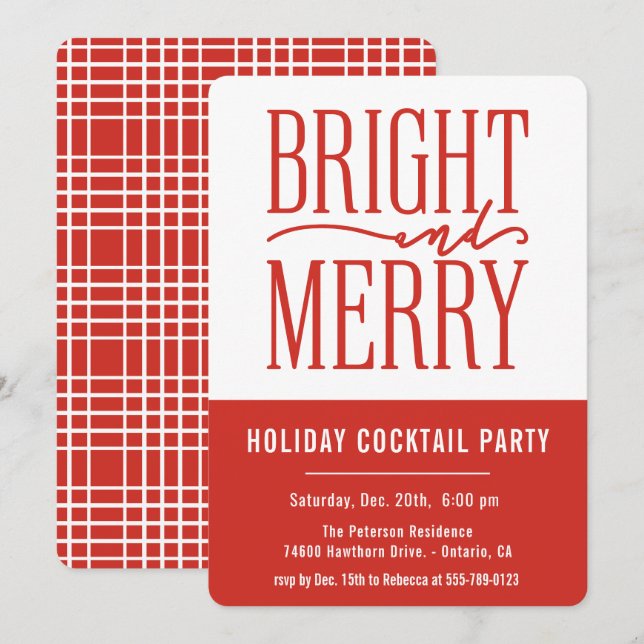 Bright and Merry Modern Holiday Party Invitation (Front/Back)