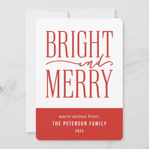 Bright and Merry Modern Minimal Christmas Holiday Card