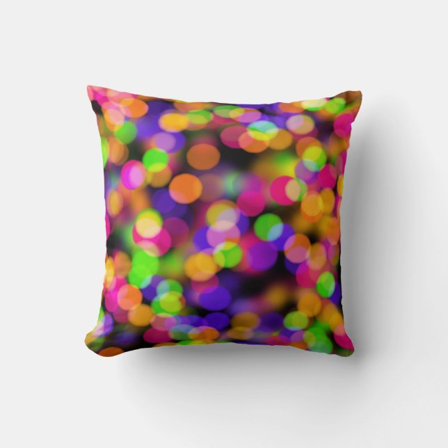 Bright and Sparkling Lights Bokeh Background Throw Pillow (Front)