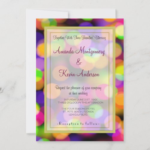 Bright and Sparkling Lights Bokeh Pattern Wedding Invitation