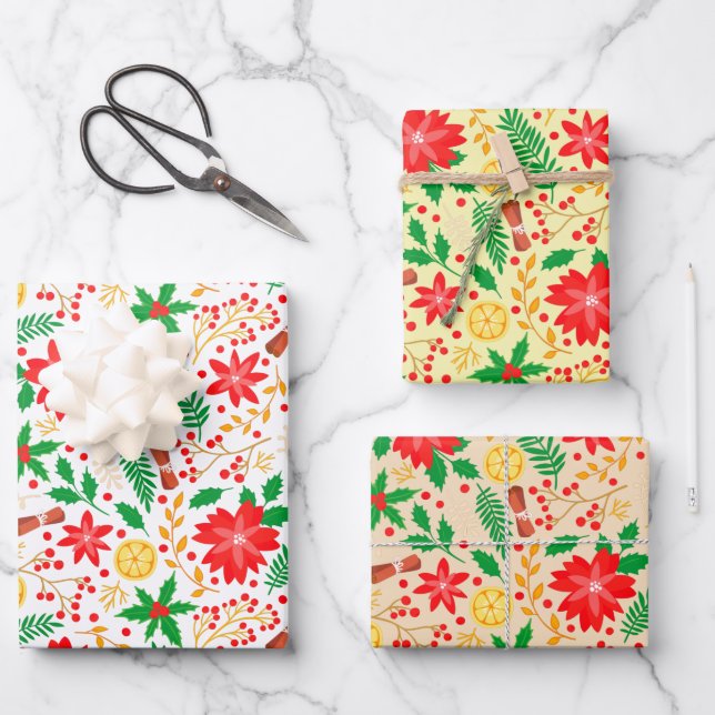 Bright and Unique Christmas Pattern Wrapping Paper Sheets (Front)