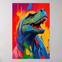 Bright and Vibrant T-Rex Illustration Digital Art 