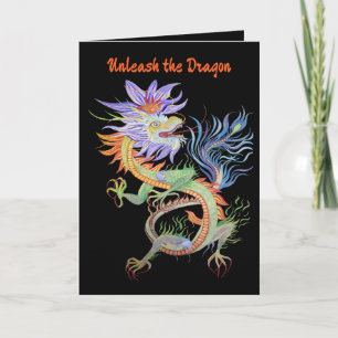 Bright and Vivid Chinese Fire Dragon Cut Out Card