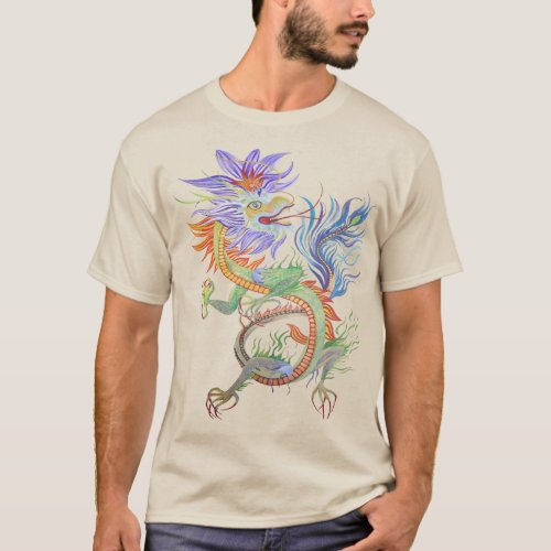 Bright and Vivid Chinese Fire Dragon Cut Out T_Shirt