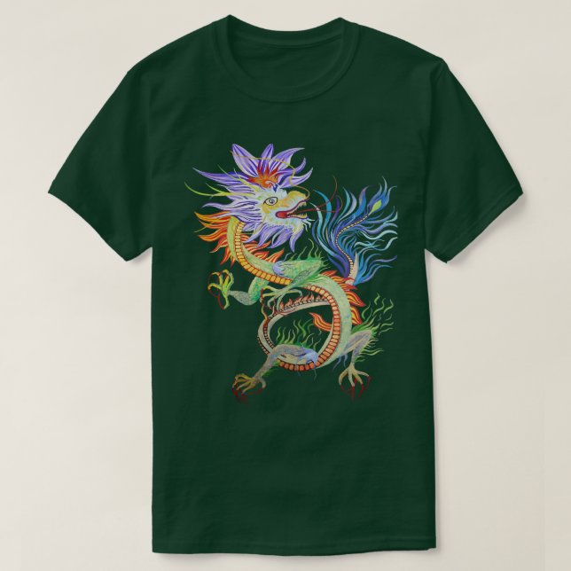 Bright and Vivid Chinese Fire Dragon Cut Out TShir T-Shirt (Design Front)