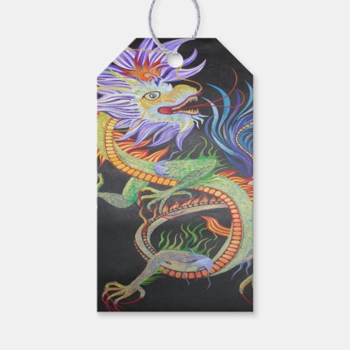 Bright and Vivid Chinese Fire Dragon Gift Tags