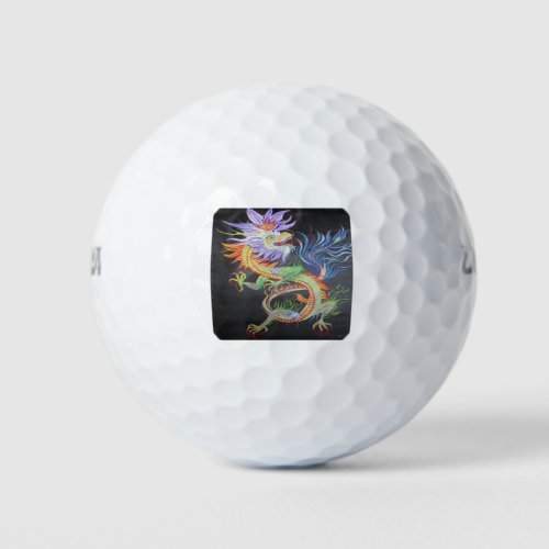Bright and Vivid Chinese Fire Dragon Golf Balls