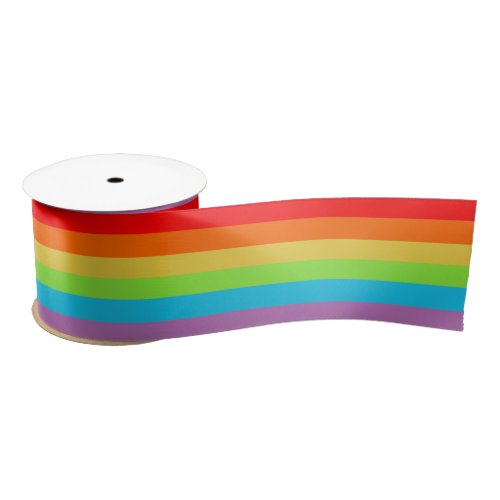 Bright and Wide Stripes Rainbow Striped Satin Ribbon