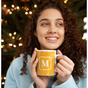 Bright Apricot - Monogram Coffee Mug