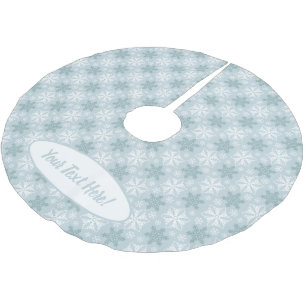 Bright Aqua and Winter White Snowflake Pattern Brushed Polyester Tree Skirt