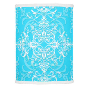 Bright Aqua Blue Double Damask Victorian Style Lamp Shade