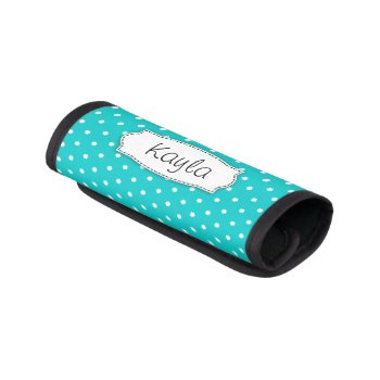 Bright Aqua Flower Polka Dots Named Luggage Wrap by Mylittleeden at Zazzle
