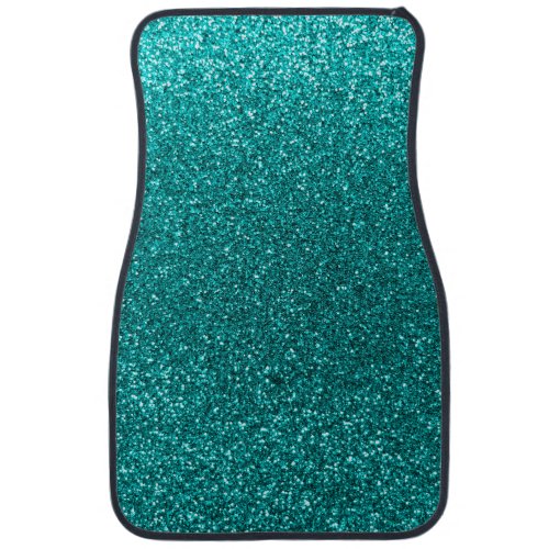 Bright aqua glitter car floor mat