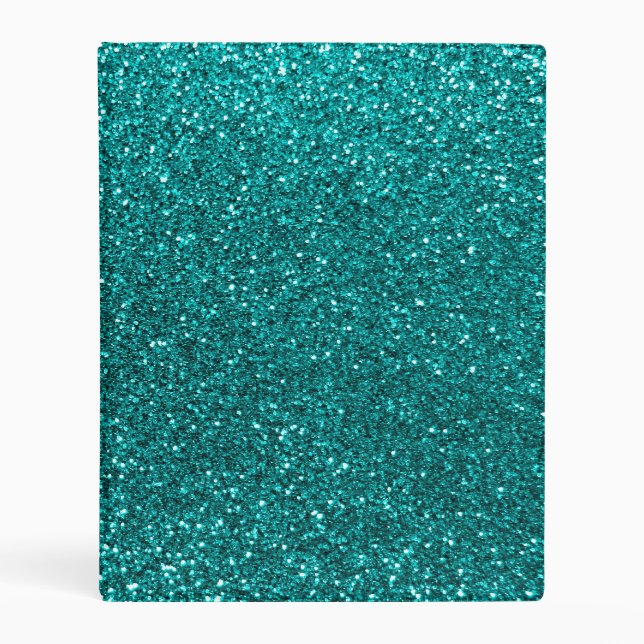 Bright aqua glitter mini binder (Front)