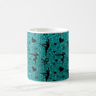 Bright aqua gymnastics glitter pattern coffee mug