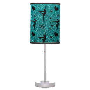 Bright aqua gymnastics glitter pattern table lamp