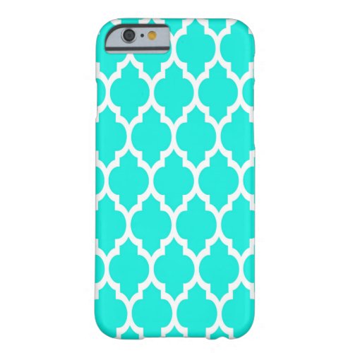 Bright Aqua White Moroccan Quatrefoil Pattern 4 Barely There iPhone 6 Case