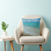 Bright Aqua White Waves Crashing on Beach Shore Throw Pillow (Chair)