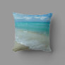 Bright Aqua White Waves Crashing on Beach Shore Throw Pillow