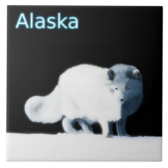 Bright Arctic Fox Ceramic Tile (Front)