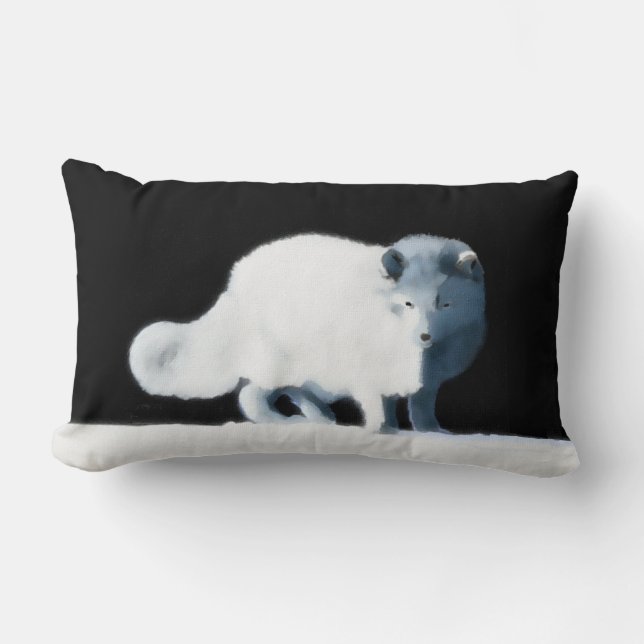 Bright Arctic Fox Lumbar Pillow (Front)