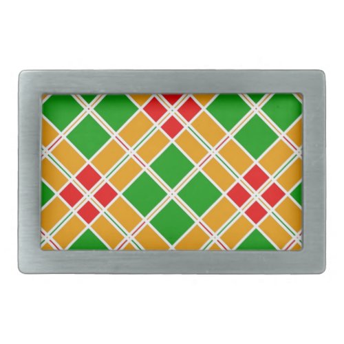 Bright Argyl red  green yellow pattern accessory Belt Buckle